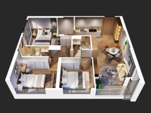 Trang chủ 6 Thiết kế căn hộ 3 ngủ Masteri Waterfront