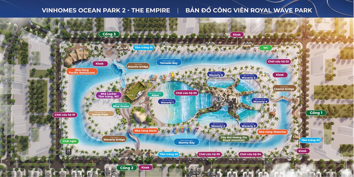 Sơ đồ thiện ích công viên Royal Wave Park