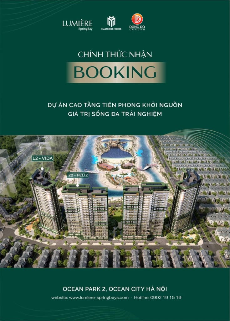 Lumiere Springbay đã chính thức nhận Booking đặt mua căn hộ